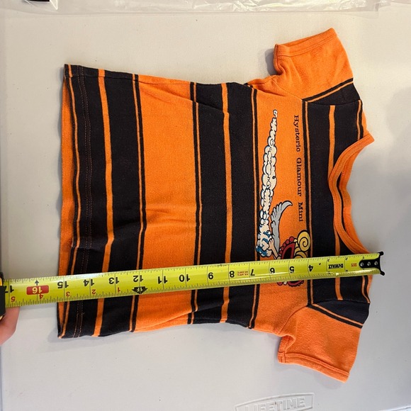 Hysteric Glamour Mini‎ Striped Orange Black Graphic Tee Shirt Women - Picture 8 of 9